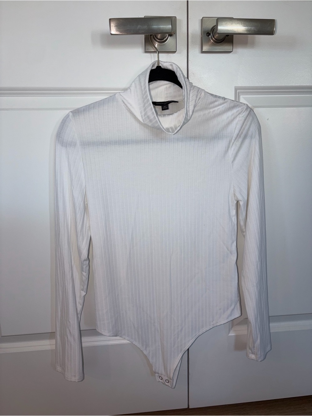 Banana Republic White Ribbed Turtleneck Bodysuit